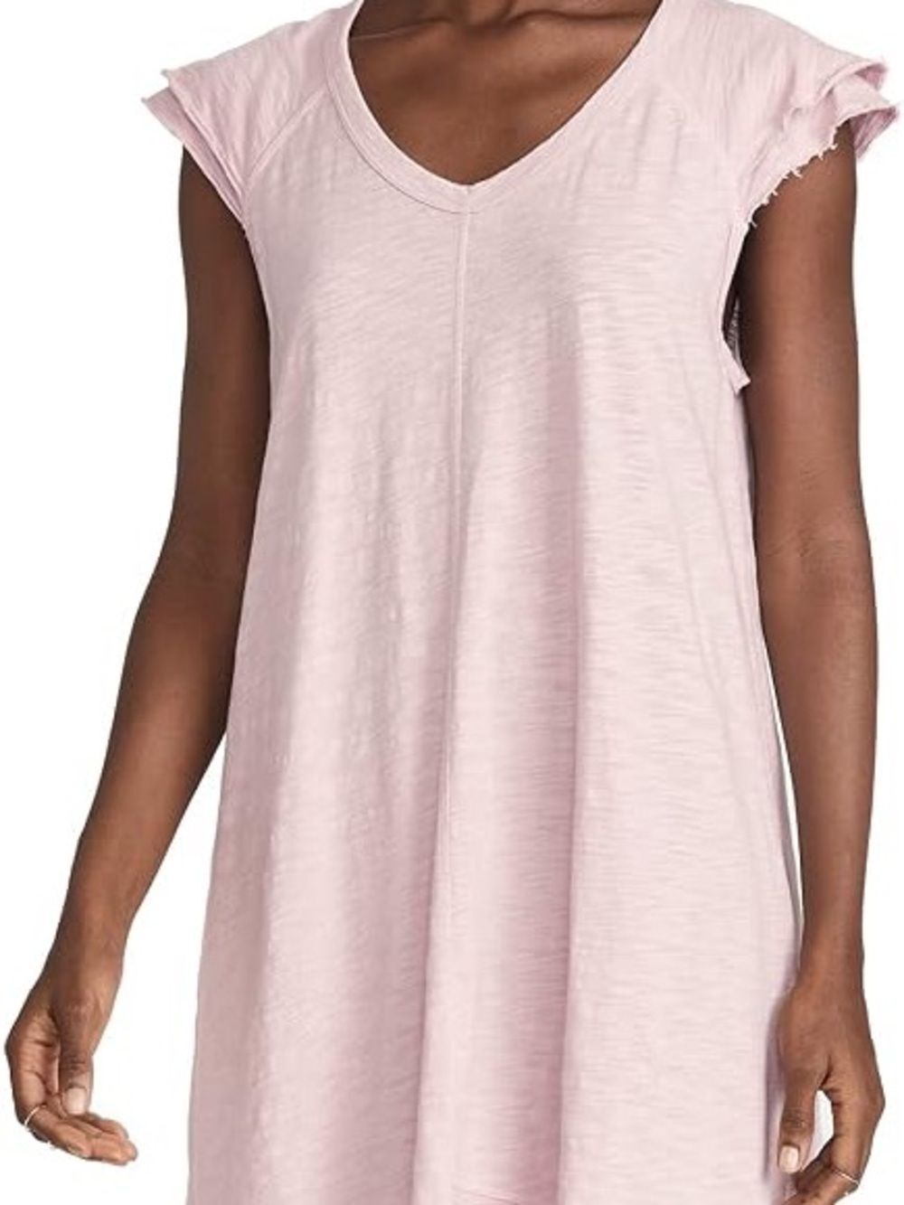 Wilt Soft Blush Pink V-Neck Flutter Sleeve High Low Asymmetric Midi Dress Large